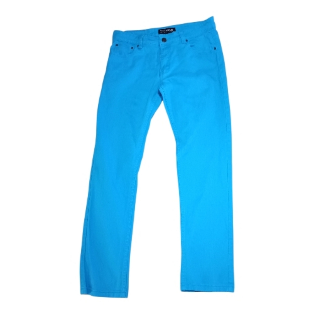 Skinny Jeans Slim Fit Durable Stylish Turquoise Men's Pants Stretch Sz 34X32